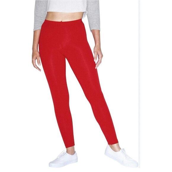 Express Womens Solid Red Mid Rise Cotton Spandex Leggings Xs - Picture 1 of 5